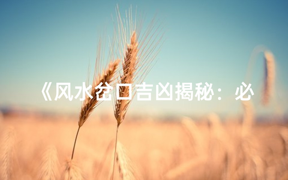 《风水岔口吉凶揭秘：必看视频下载攻略》